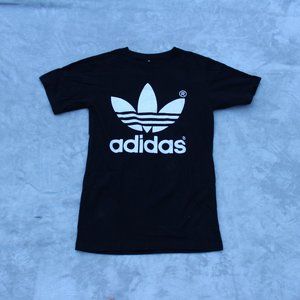 adidas basic black & white graphic tee shirt